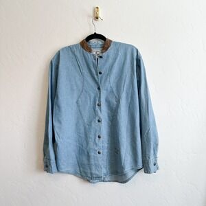 Calamity‎ Jeans | Vintage Southwestern Denim Jean Suede Collar Shacket Jacket